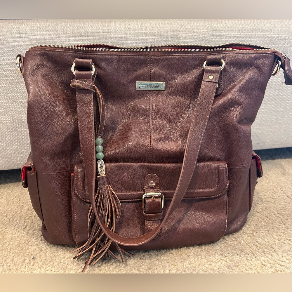 Lily Jade Meggan Diaper Bag 💼 in Brandy 🤎